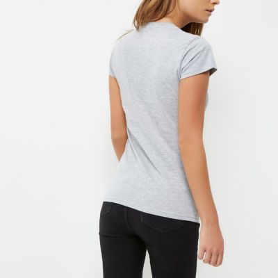 Grey photograph print fitted T-shirt